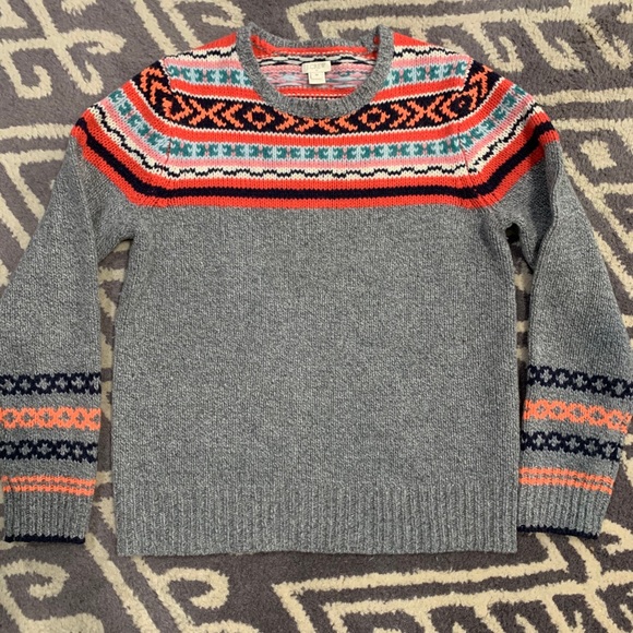 J. Crew Chunky Gray with Orange Sweater - Picture 2 of 9